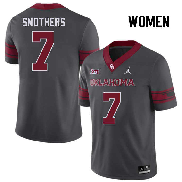 Women #7 Daylan Smothers Oklahoma Sooners College Football Jerseys Stitched-Charcoal